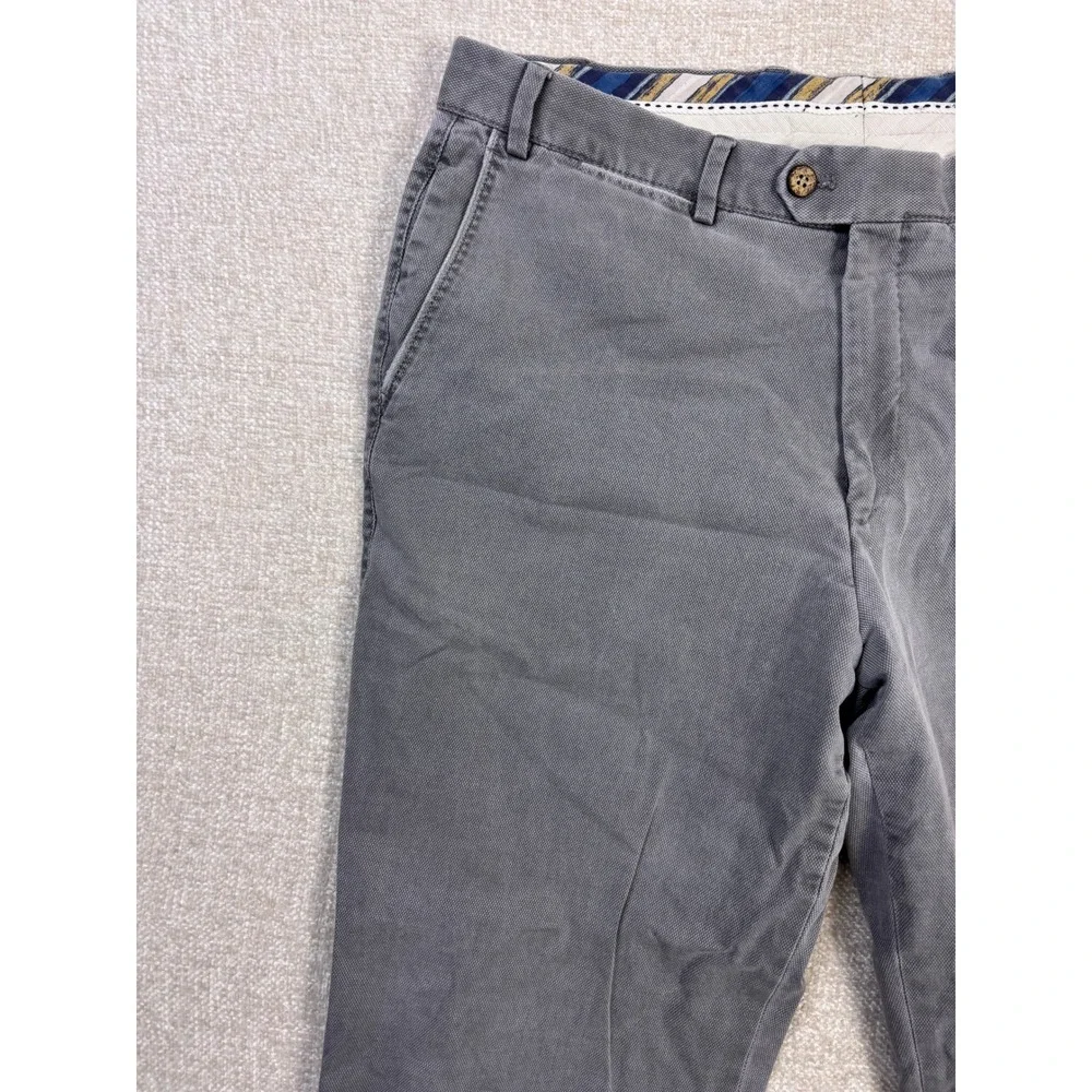 Hiltl Doyle Mens Grey Flat Front Chino Trousers Pants 34x30 Made in Romania